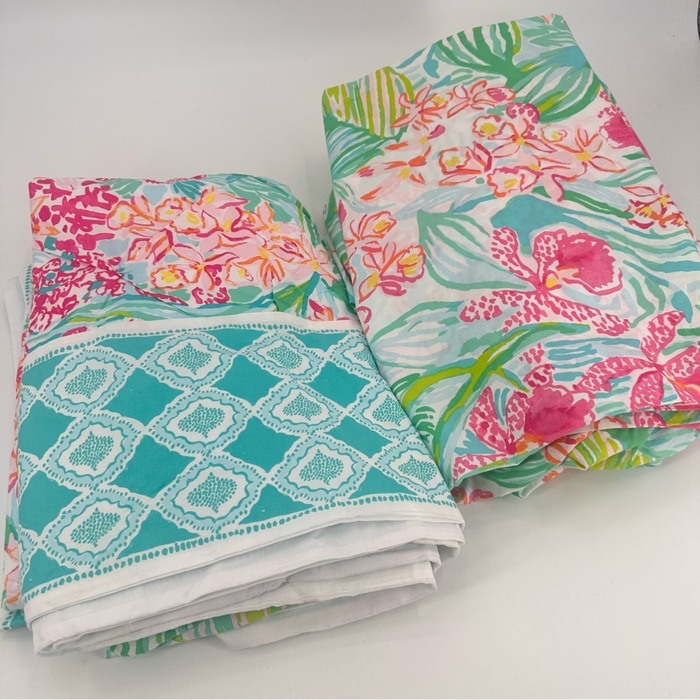 Lilly Pulitzer Pink and Green Floral Duvet Cover